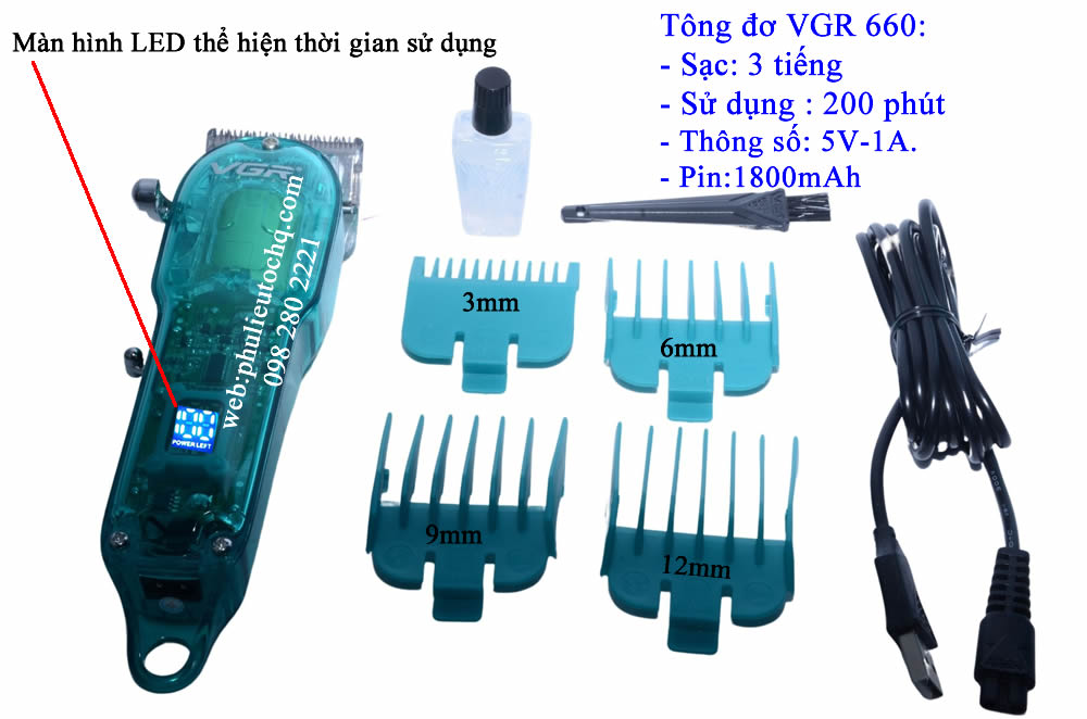 Tông đơ trong suốt VGR 660