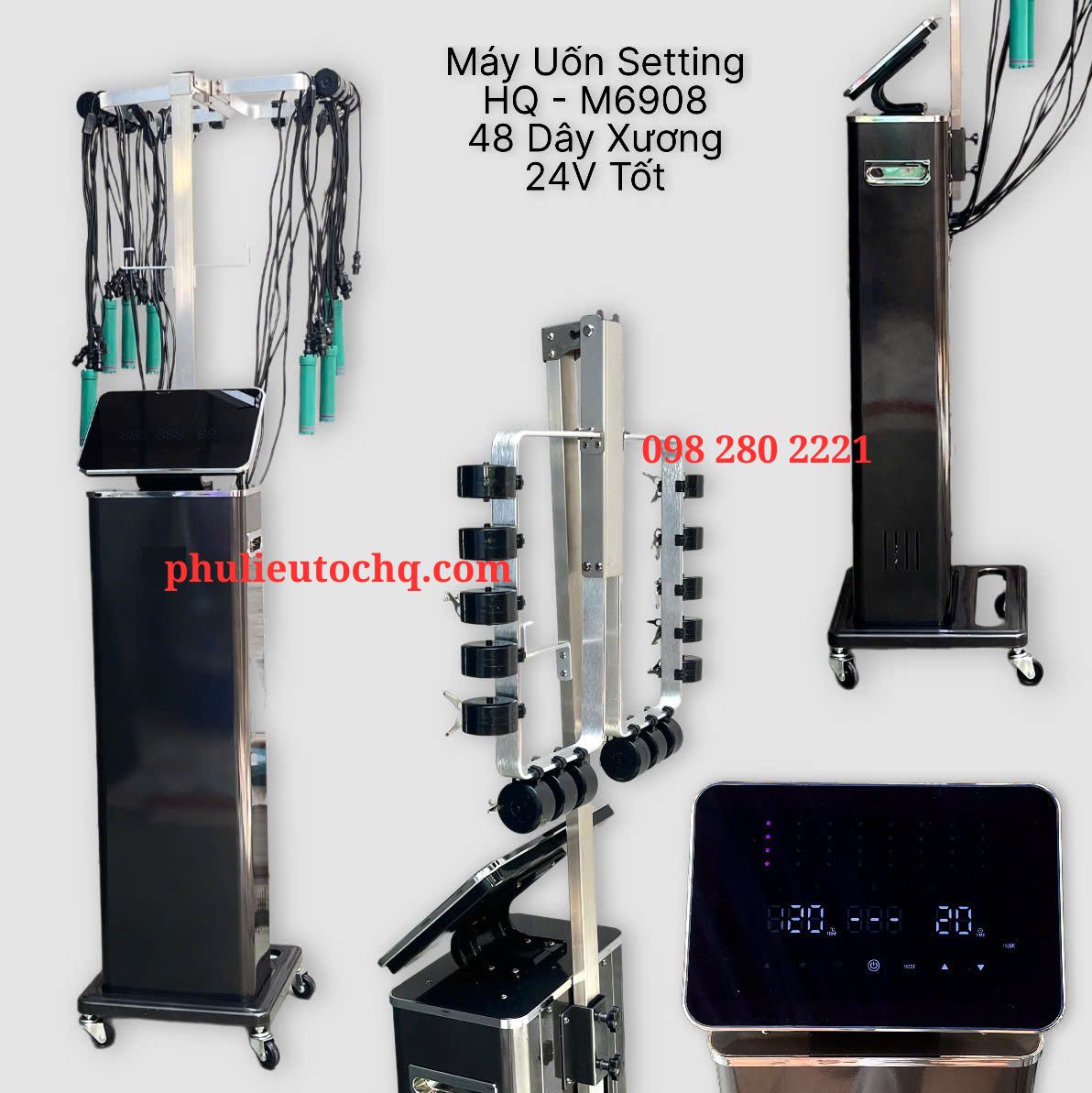 Máy setting 48 dây 2 màn hình có ròng rọc giúp nhẹ tóc khi uốn 6908