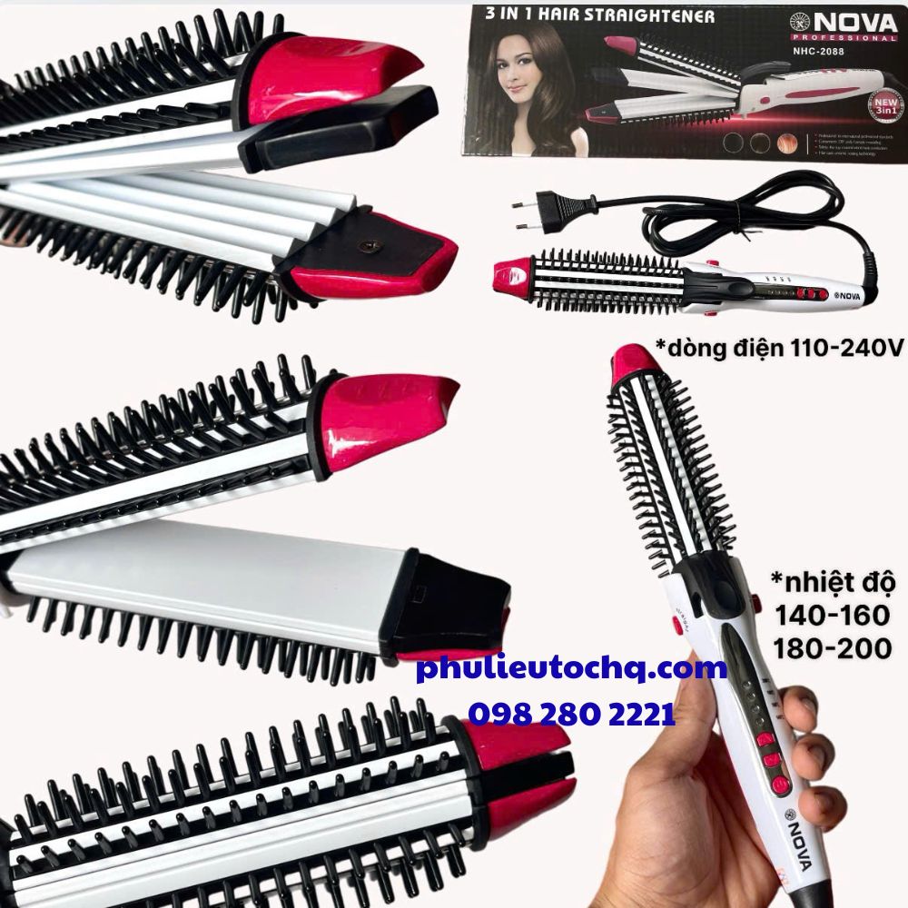Lược điện gai 3 chức năng có chỉnh NOVA 2088 sử dụng 2 dòng điện 