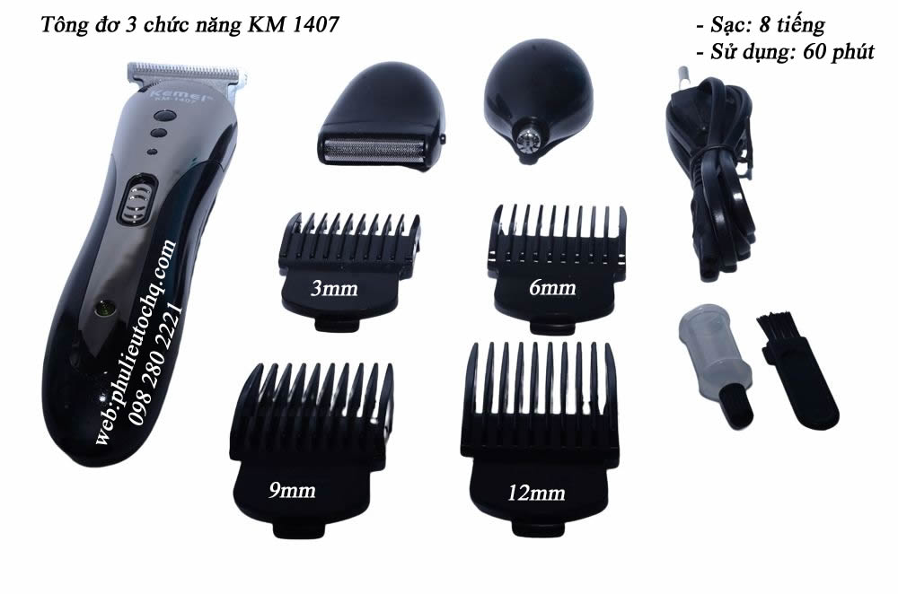 Tông đơ cắt tóc 3 chức năng KM 1407
